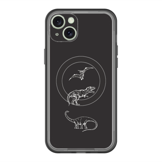 スリムプロテクションプレミアムケース with MagSafe［ Dinosaurs No.1 - Black ］