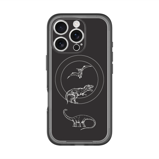 スリムプロテクションプレミアムケース with MagSafe［ Dinosaurs No.1 - Black ］