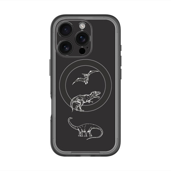 スリムプロテクションプレミアムケース with MagSafe［ Dinosaurs No.1 - Black ］