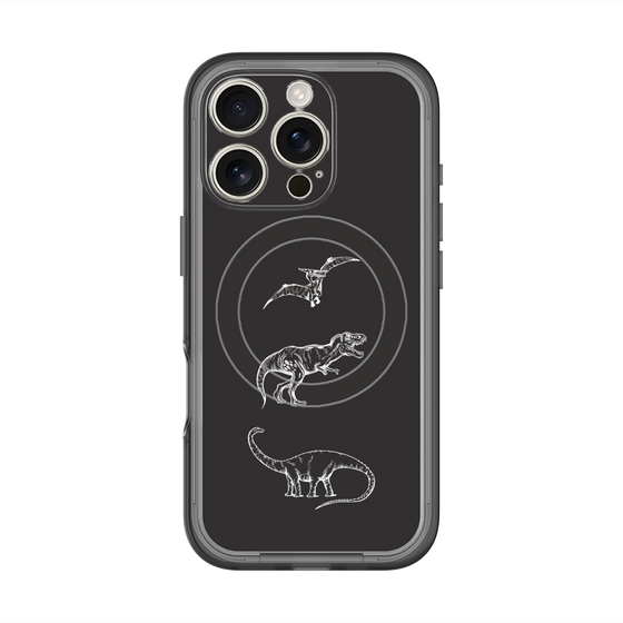 スリムプロテクションプレミアムケース with MagSafe［ Dinosaurs No.1 - Black ］