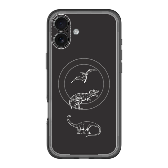 スリムプロテクションプレミアムケース with MagSafe［ Dinosaurs No.1 - Black ］