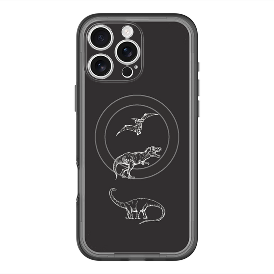 スリムプロテクションプレミアムケース with MagSafe［ Dinosaurs No.1 - Black ］