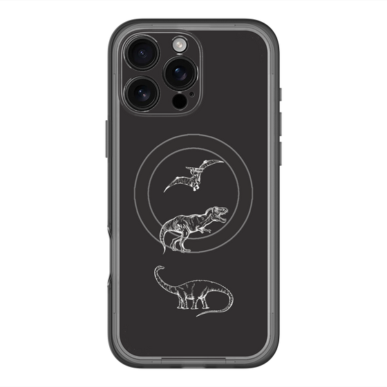 スリムプロテクションプレミアムケース with MagSafe［ Dinosaurs No.1 - Black ］