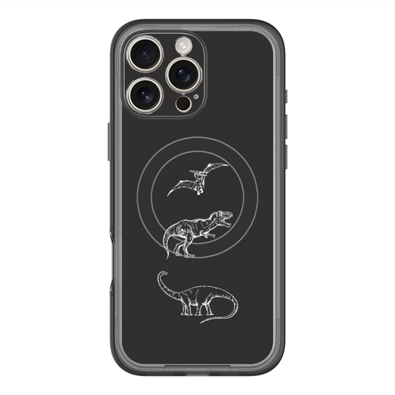 スリムプロテクションプレミアムケース with MagSafe［ Dinosaurs No.1 - Black ］