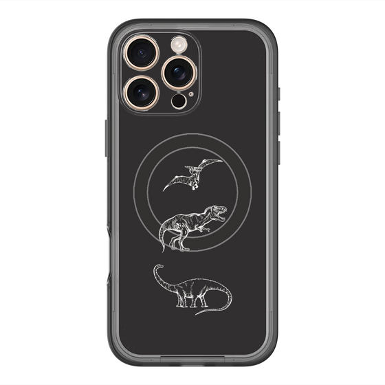 スリムプロテクションプレミアムケース with MagSafe［ Dinosaurs No.1 - Black ］