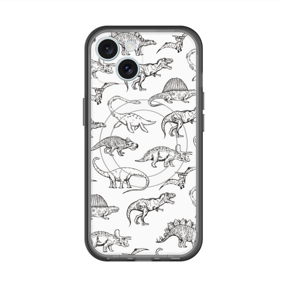 スリムプロテクションプレミアムケース with MagSafe［ Dinosaurs No.2 - White ］