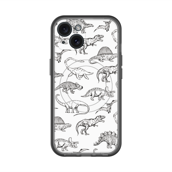 スリムプロテクションプレミアムケース with MagSafe［ Dinosaurs No.2 - White ］