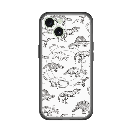 スリムプロテクションプレミアムケース with MagSafe［ Dinosaurs No.2 - White ］