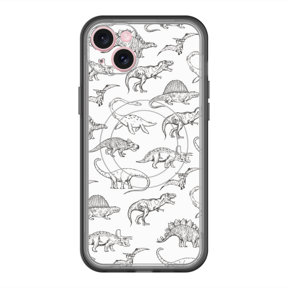 スリムプロテクションプレミアムケース with MagSafe［ Dinosaurs No.2 - White ］