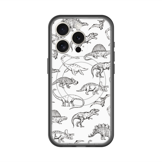 スリムプロテクションプレミアムケース with MagSafe［ Dinosaurs No.2 - White ］