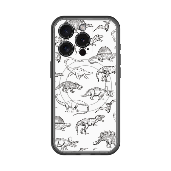 スリムプロテクションプレミアムケース with MagSafe［ Dinosaurs No.2 - White ］