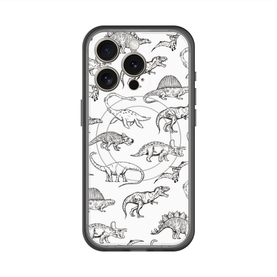 スリムプロテクションプレミアムケース with MagSafe［ Dinosaurs No.2 - White ］
