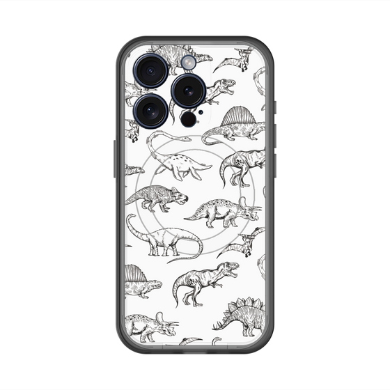 スリムプロテクションプレミアムケース with MagSafe［ Dinosaurs No.2 - White ］