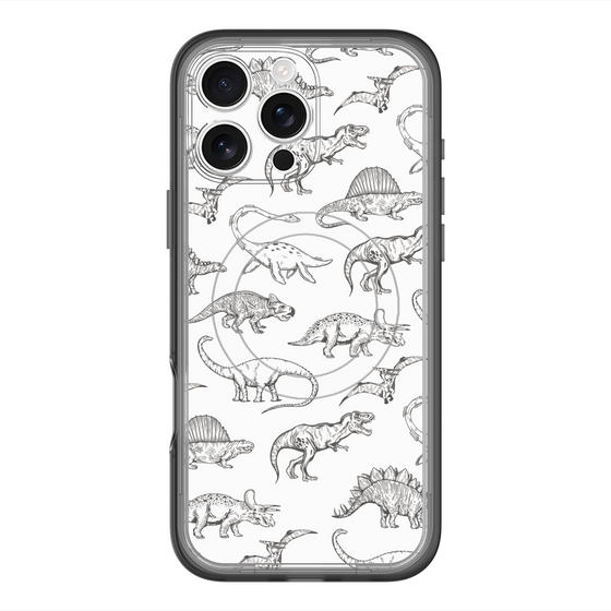 スリムプロテクションプレミアムケース with MagSafe［ Dinosaurs No.2 - White ］