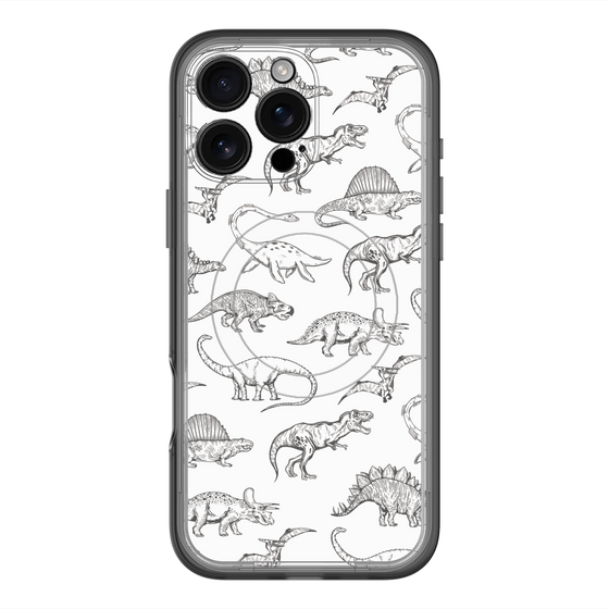 スリムプロテクションプレミアムケース with MagSafe［ Dinosaurs No.2 - White ］