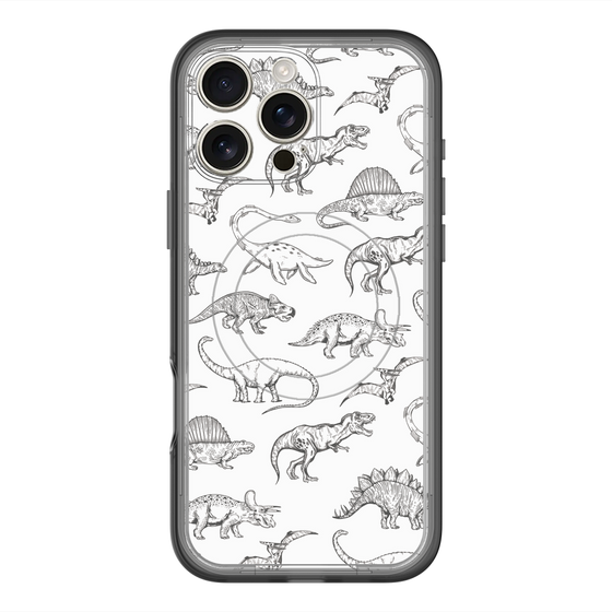 スリムプロテクションプレミアムケース with MagSafe［ Dinosaurs No.2 - White ］