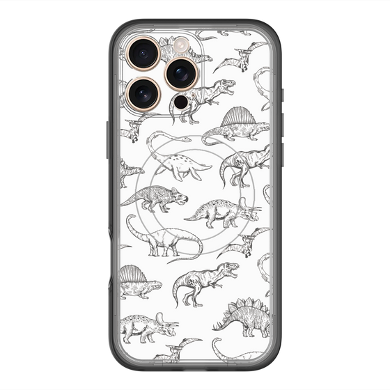 スリムプロテクションプレミアムケース with MagSafe［ Dinosaurs No.2 - White ］