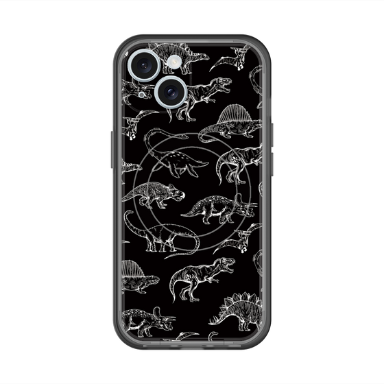 スリムプロテクションプレミアムケース with MagSafe［ Dinosaurs No.2 - Black ］
