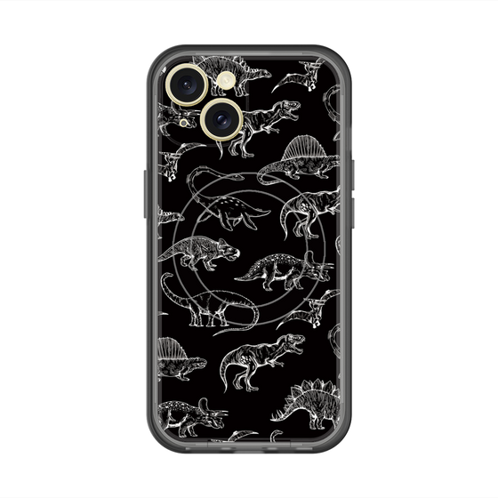 スリムプロテクションプレミアムケース with MagSafe［ Dinosaurs No.2 - Black ］