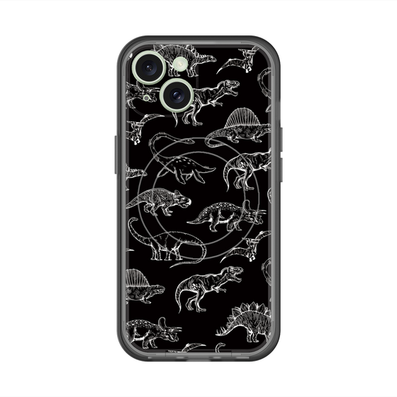 スリムプロテクションプレミアムケース with MagSafe［ Dinosaurs No.2 - Black ］