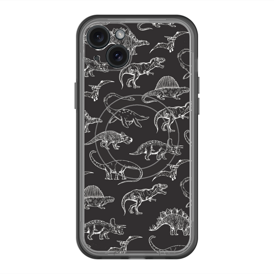 スリムプロテクションプレミアムケース with MagSafe［ Dinosaurs No.2 - Black ］