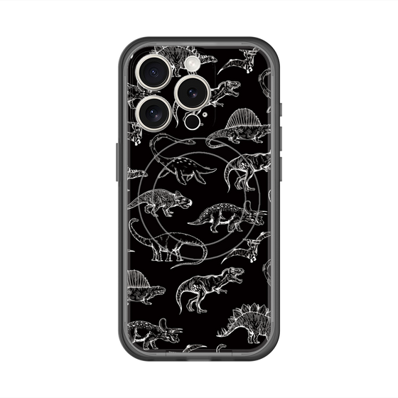 スリムプロテクションプレミアムケース with MagSafe［ Dinosaurs No.2 - Black ］