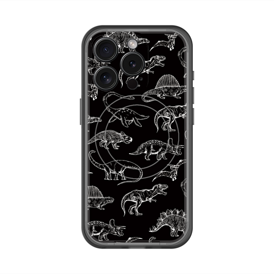 スリムプロテクションプレミアムケース with MagSafe［ Dinosaurs No.2 - Black ］