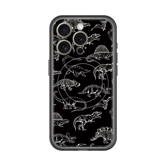 スリムプロテクションプレミアムケース with MagSafe［ Dinosaurs No.2 - Black ］