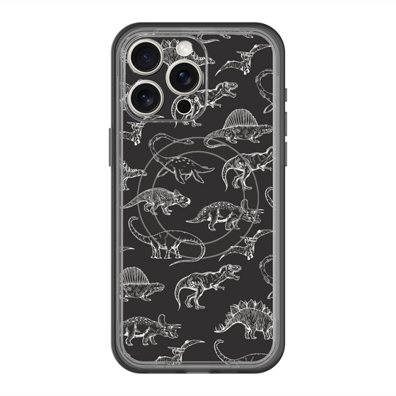 スリムプロテクションプレミアムケース with MagSafe［ Dinosaurs No.2 - Black ］