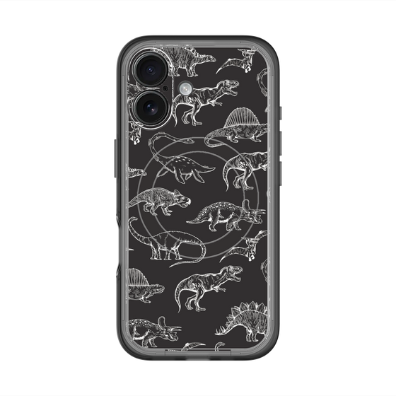 スリムプロテクションプレミアムケース with MagSafe［ Dinosaurs No.2 - Black ］