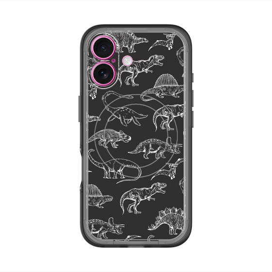 スリムプロテクションプレミアムケース with MagSafe［ Dinosaurs No.2 - Black ］