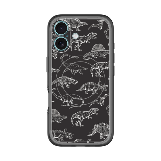 スリムプロテクションプレミアムケース with MagSafe［ Dinosaurs No.2 - Black ］