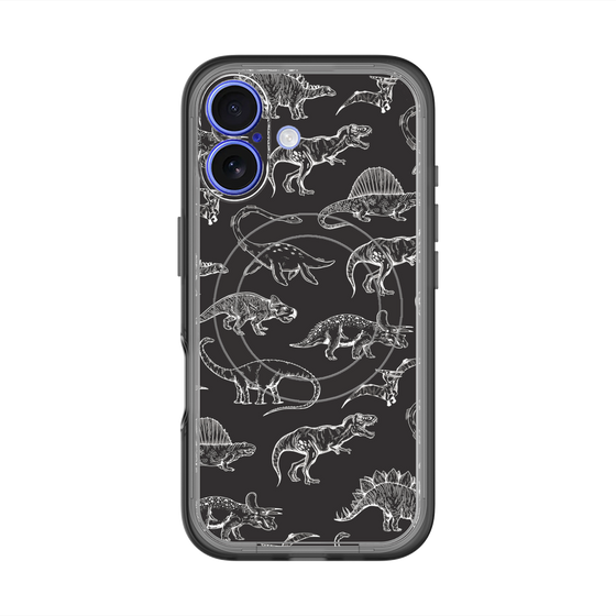 スリムプロテクションプレミアムケース with MagSafe［ Dinosaurs No.2 - Black ］