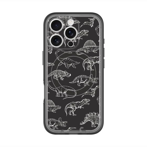 スリムプロテクションプレミアムケース with MagSafe［ Dinosaurs No.2 - Black ］