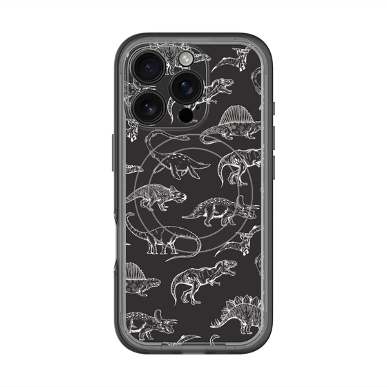 スリムプロテクションプレミアムケース with MagSafe［ Dinosaurs No.2 - Black ］