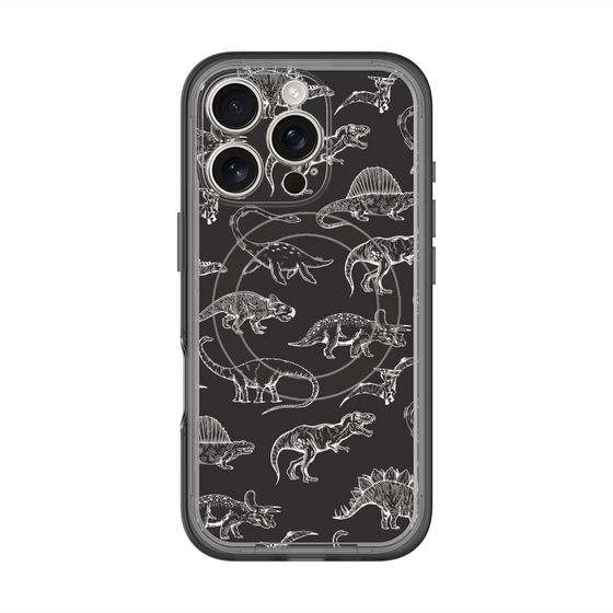 スリムプロテクションプレミアムケース with MagSafe［ Dinosaurs No.2 - Black ］
