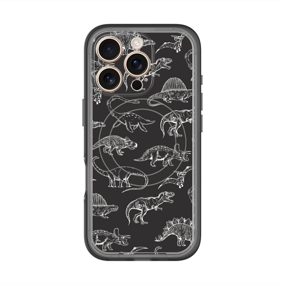スリムプロテクションプレミアムケース with MagSafe［ Dinosaurs No.2 - Black ］