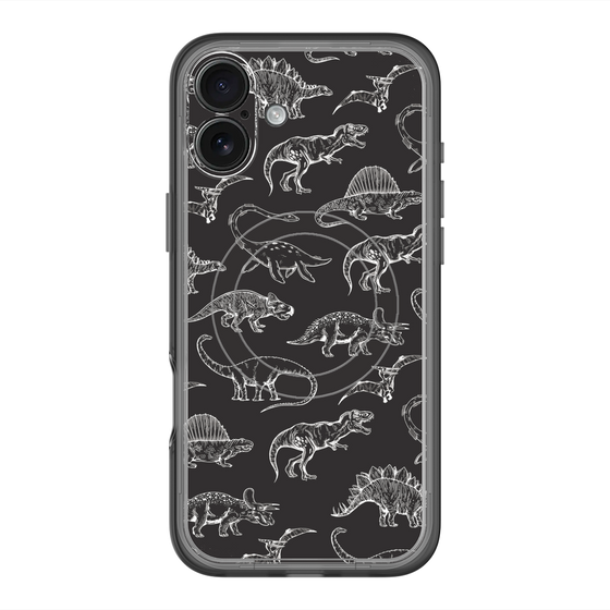 スリムプロテクションプレミアムケース with MagSafe［ Dinosaurs No.2 - Black ］