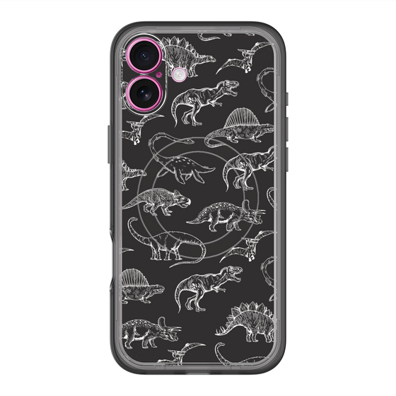 スリムプロテクションプレミアムケース with MagSafe［ Dinosaurs No.2 - Black ］