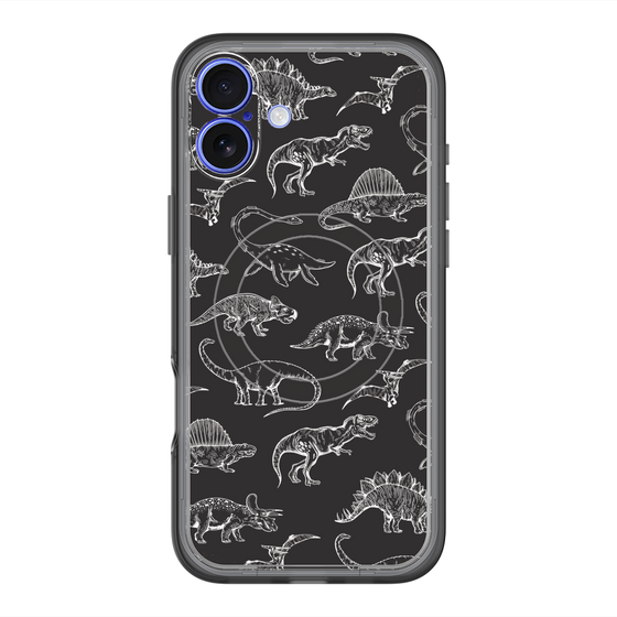 スリムプロテクションプレミアムケース with MagSafe［ Dinosaurs No.2 - Black ］
