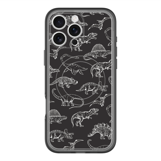 スリムプロテクションプレミアムケース with MagSafe［ Dinosaurs No.2 - Black ］