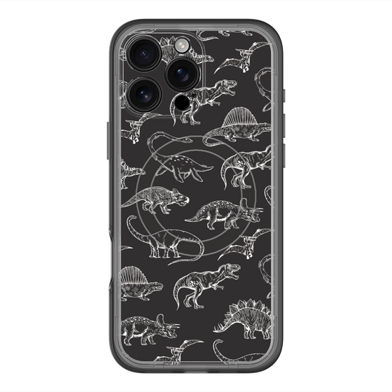 スリムプロテクションプレミアムケース with MagSafe［ Dinosaurs No.2 - Black ］