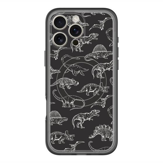 スリムプロテクションプレミアムケース with MagSafe［ Dinosaurs No.2 - Black ］