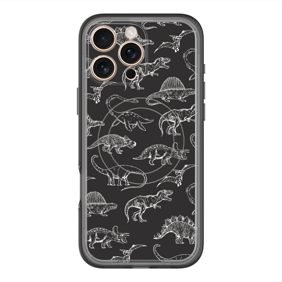 スリムプロテクションプレミアムケース with MagSafe［ Dinosaurs No.2 - Black ］