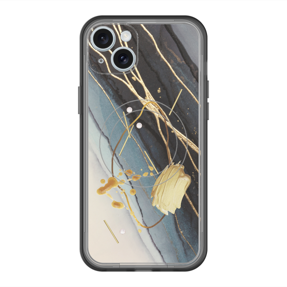 スリムプロテクションプレミアムケース with MagSafe［ Marble Nuance Painting Black ］