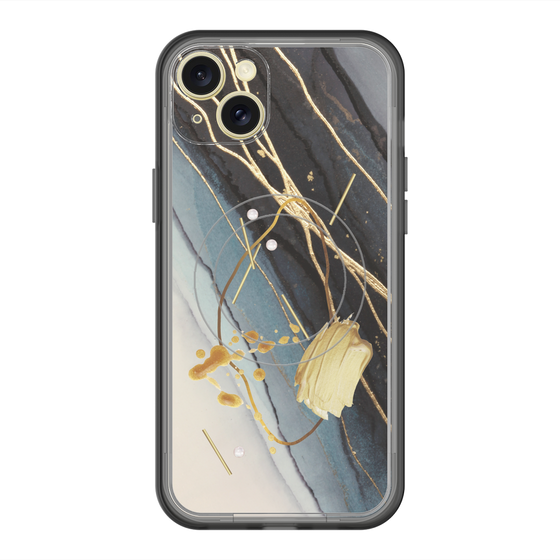 スリムプロテクションプレミアムケース with MagSafe［ Marble Nuance Painting Black ］