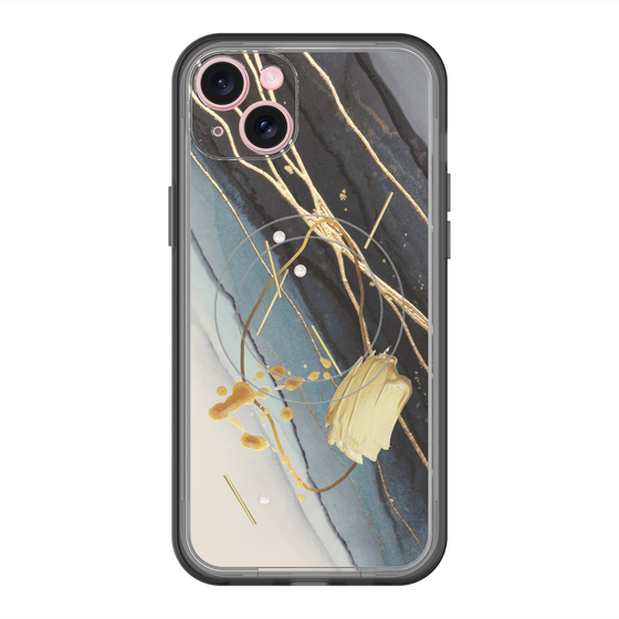 スリムプロテクションプレミアムケース with MagSafe［ Marble Nuance Painting Black ］