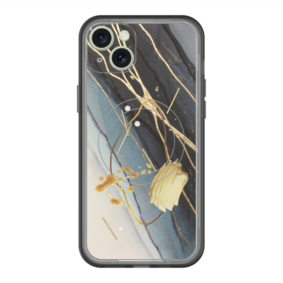 スリムプロテクションプレミアムケース with MagSafe［ Marble Nuance Painting Black ］
