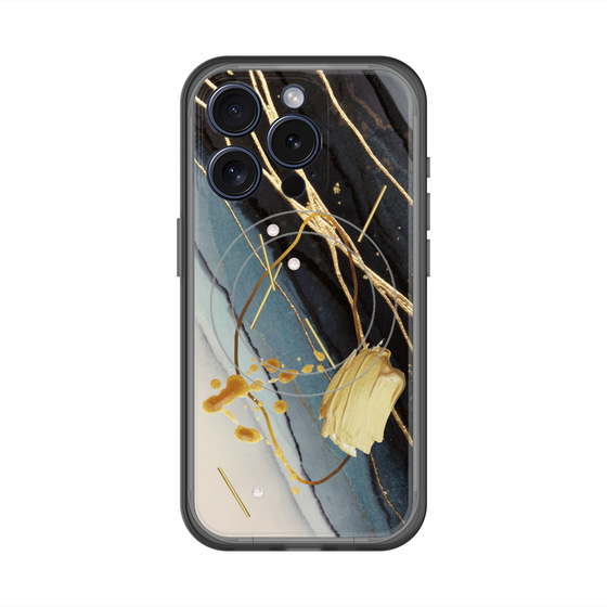 スリムプロテクションプレミアムケース with MagSafe［ Marble Nuance Painting Black ］