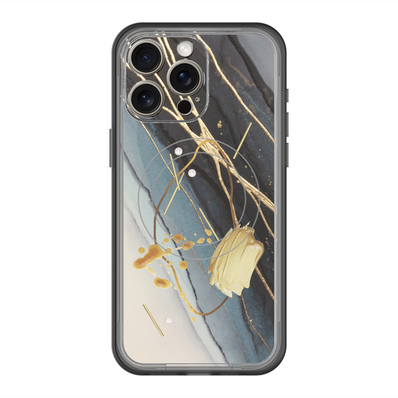 スリムプロテクションプレミアムケース with MagSafe［ Marble Nuance Painting Black ］